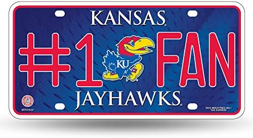 Rico Industries NCAA Kansas Jayhawks 1 Placa de placa de metal de fãs Tag