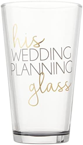 Pavilion Gift Company seu planejamento de casamento Glass-16 oz 16 oz de copo de vidro, preto