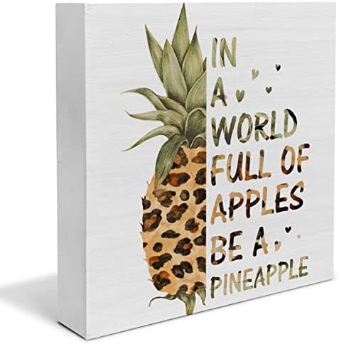 Country Pineapple Wood Box Set Set Decor Desk Sign em um mundo cheio de maçãs seja um sinal de madeira de abacaxi plata