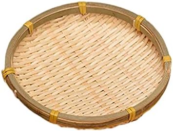 Sjydq 1 cesta de bambu, tecido leve redondo de alimento de poeira vegetal e azul de frutas