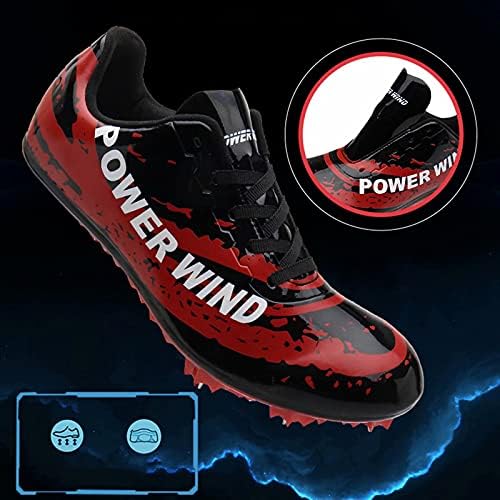 Sapatos de pista de jryⓡ - sapatos atléticos de corrida de corrida com 8 sapatos de atletismo leves de pico removíveis