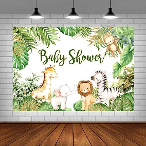 Safari Animais Chápia de bebê Photogarphy Backdrop Jungle Baby Chuser Background Safari Baby Shower Party Banner Decorações para menino Photo Studio Props 5x3ft