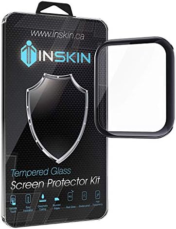 Protetor de tela de vidro temperado 3D Inskin com borda de TPU à prova de choque, se encaixa na Apple Watch Series 5 e 4, 44mm. Preto. 1 pacote.