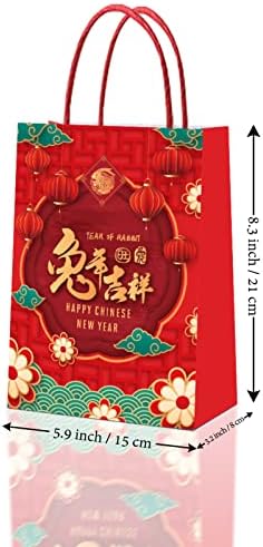 Donejpee 16 PCs Feliz ano novo chinês 2023 Lunar Ano Novo Bolsas de Presentes, 4 Projetos Ano do Rabbit Spring Festival Candy Treat Goodie Bags para decorações de ano novo chinês e suprimentos de festa