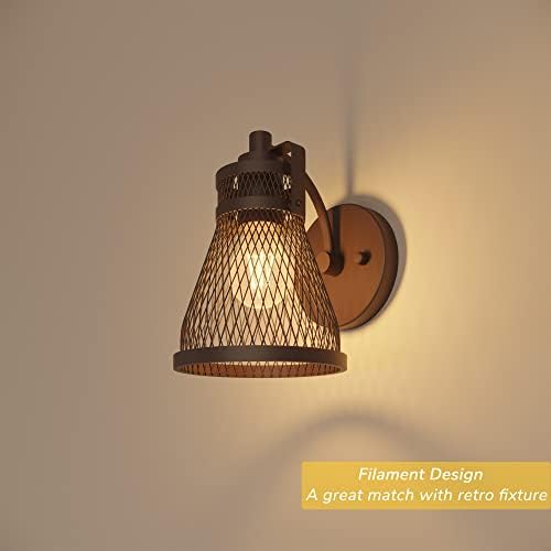 INLUGH A19 Lâmpada LED de 5W reduzida, base E26, lâmpada Edison de 6-pacote branco, 6-pacote e 50 watts, lâmpada Edison vintage
