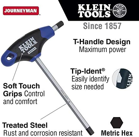 Klein Tools JTH6M8 8 mm Chave hexadecimal, Journeyman T-Handle, 6 polegadas
