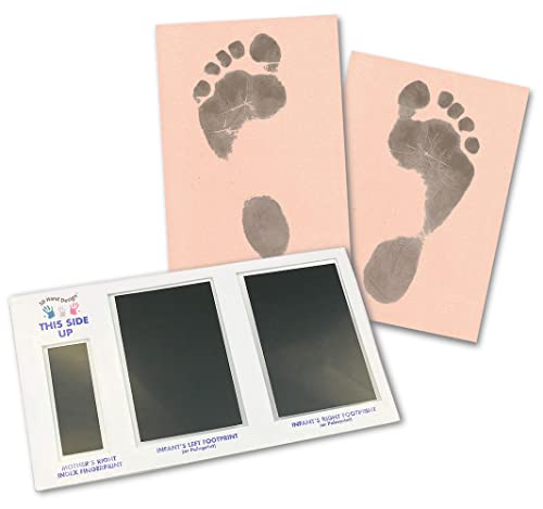 Kit de pegada sem tinta segura para bebê | Preto | 0-3 meses | Max 16 impressões em qualquer papel | Padrão de pegada mágica