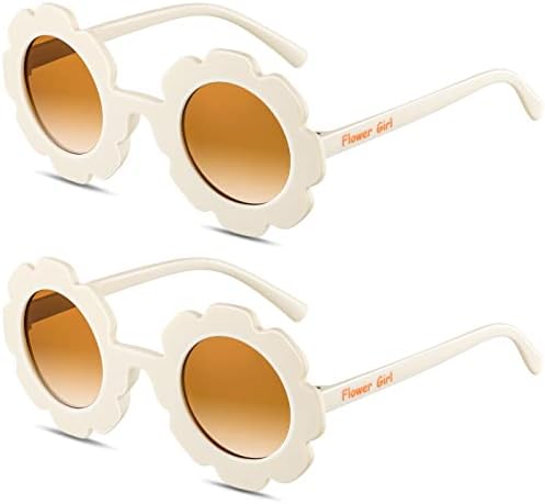 Landhoow 2 PCs Flor Girl Girls Sunglasses Round Flower Sunglasses