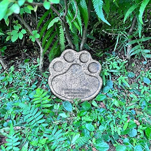 Pedra de trampolim de jardim, pata de cão gato de gato de estimação em pedras memoriais, perda de presente para animais de estimação - 7,5 l x 7,5 w x 0,6 d