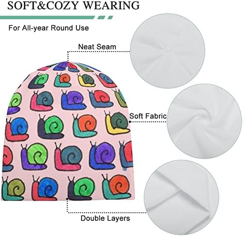 Baikutouan Multicolor Snail Padrive Print Print Feanie Hats for Men Women With Designs Skull Cap