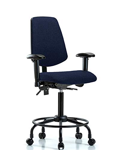 LABTECH ASSENTO LT42387 Cadeira de bancada média, tecido, base de tubo redondo médio -braços, braços, rodízios, Borgonha