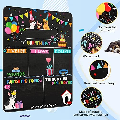 Pet Birthday Milestone Board Birthday Birthday Lickboard Sign Pupfy Puppy Pacotal Placa Mensal Placa Reutilizável Doubil