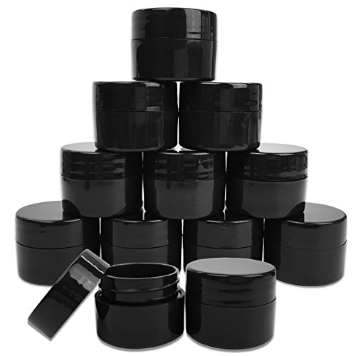 Beauticom 36 peças 7g/7ml Black robusta grossa de parede dupla de parede dupla jarra de conatiner com tampa forrada de espuma para esfoliações, óleos, pomadas, cremes, loções - BPA grátis