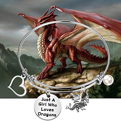 Faadbuk Funny Dragões Bracelet Animal Amante Presente Just uma garota que adora dragões Jóias de joalheria Dragões do amante Gream Dragões Jóias