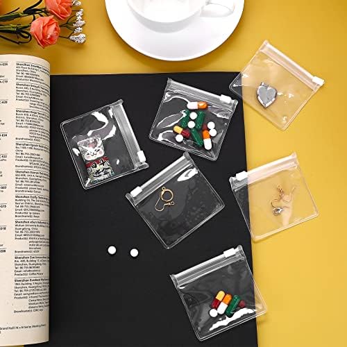 Sacos de bolsa de comprimidos Cobee, 12 pcs de bolsa de comprimidos com zíper 3 x2,75 saquinhos de pílula reutilizável diariamente AM
