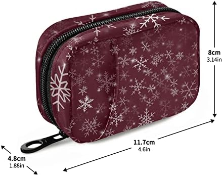 Snowflakes Christmas Pill Case Bag Pill Organizer Box com zíper portátil de peixe de peixe portátil Caso de remédio para viagens