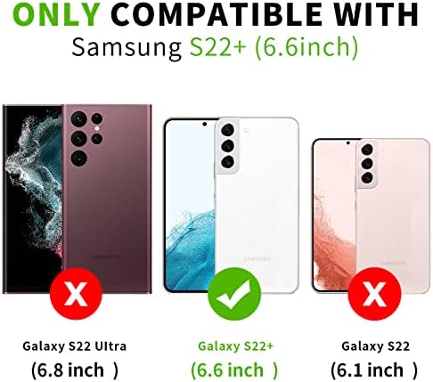 Caso FYY para Galaxy S22+ Plus 5G, Caixa de fólio da carteira de couro com espelho e pulseira para Samsung Galaxy S22+ Plus