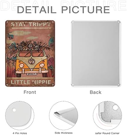 Jzzang Hippy Room Decor Presentes Tin Sign Stay Trippy Little Hippie Rodado engraçado Metal Metal Sign retro Decoração