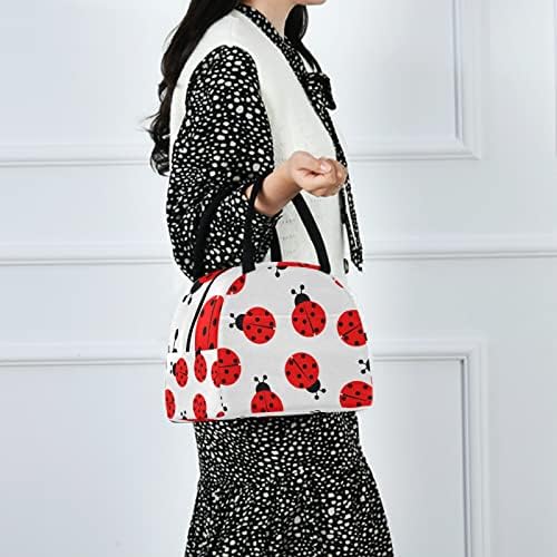 Alaza Red Ladybug Bag Tote Tote Isolle Bags Cooler Bags reutilizáveis ​​Contêiner portátil para mulheres crianças meninos meninos