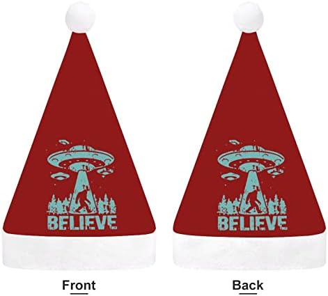Bigfoot Alien Ufo Apparel chapéu de natal Papai Noel para adultos unissex Comfort Classic Xmas Cap para o feriado de festa de Natal