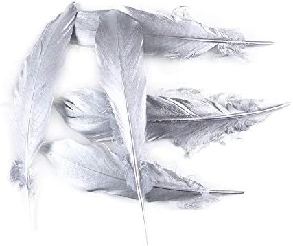 Feerafts Silver Goose Feathers para artesanato Jóias, decoração de férias de casamento 50 PCs