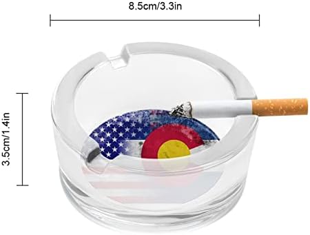 EUA e bandeira do estado do Colorado Fumando cinzas de vidro de vidro de cigarro Bandeja de cinzas de cigarro Caso redondo de fumante