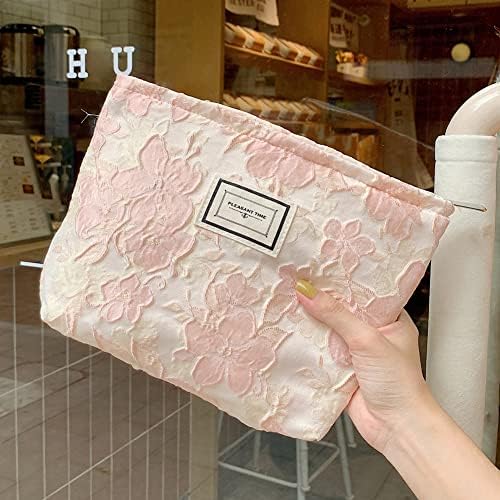 Bolsa de maquiagem Azuraokey Kawaii, bolsa de maquiagem de estampa de flor elegante retro organizador de embreagem Bolsas de embreagem