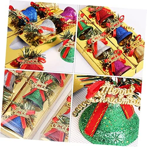 Aboofan 24 pcs colorido sinos de pó de decoração vintage metal sino de natal campainha árvore de natal de plástico árvore de natal