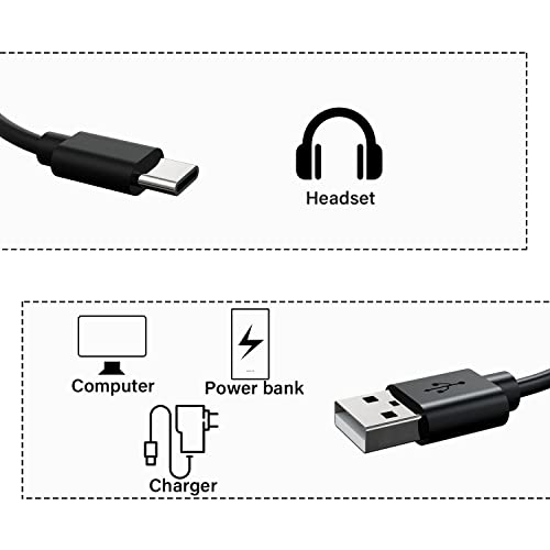Cabo de carregador de fone de ouvido USB-C compatível com Sony WH-1000XM5 1000XM4 XB910N XB700 CH710N CH510 LinkBuds S WF-1000XM4 C500 L900 L900N XB700 XB400 / 4 Pacote Cabo de carregamento tipo C Tipo-C-1feet-1feet-1feet