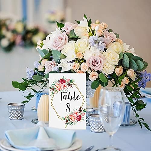 26 peças Cartões geométricos de mesa floral 1-25 Números de mesa de casamento de dois lados