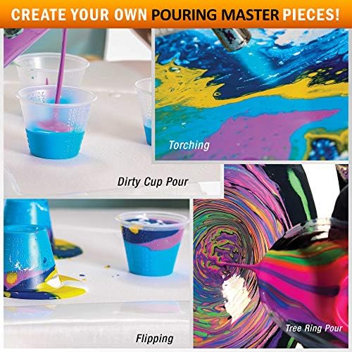 Suprimento de arte dos EUA Mestres de vazamento de 48 cores prontos para despejar acrílico conjunto de tinta com óleo de silicone