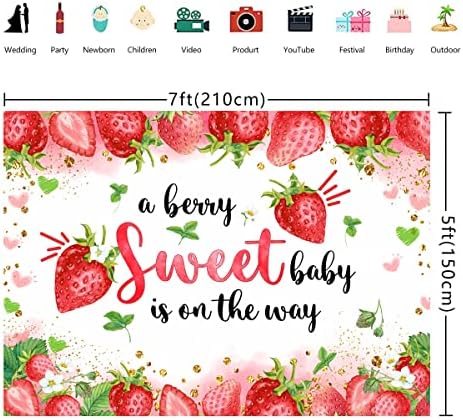 Wolada 7x5ft Strawberry Baby Churche Cenário Strawberry Baby Gift Party Photo Backgdrop Um bebê Berry Swee