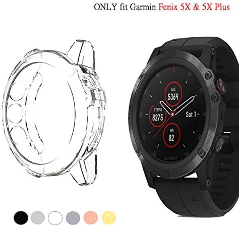Compatível com Garmin Fenix ​​5x e Garmin Fenix ​​5x mais acessórios de relógio Caso protetor Caso Soft TPU à prova de choque de choque