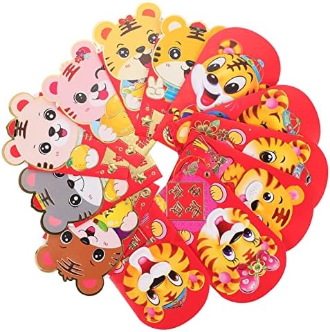 NUOBESTION 24PCS O ano novo chinês Envelopes vermelhos Ano do Tiger Lucky Money Pockets Hongbao Wedding Red Envelope