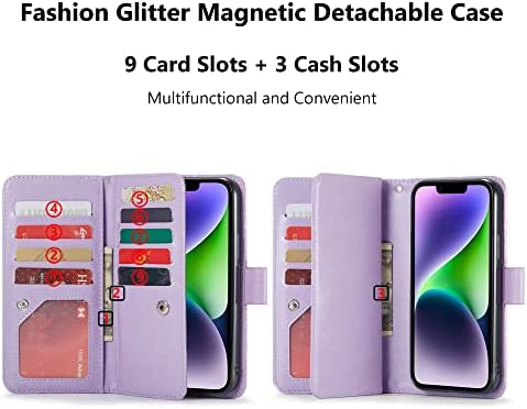 Varikke para iPhone 14 Case Wallet, iPhone 14 Carteira para mulheres com porta -cartas e poderoso estojo destacável magnético