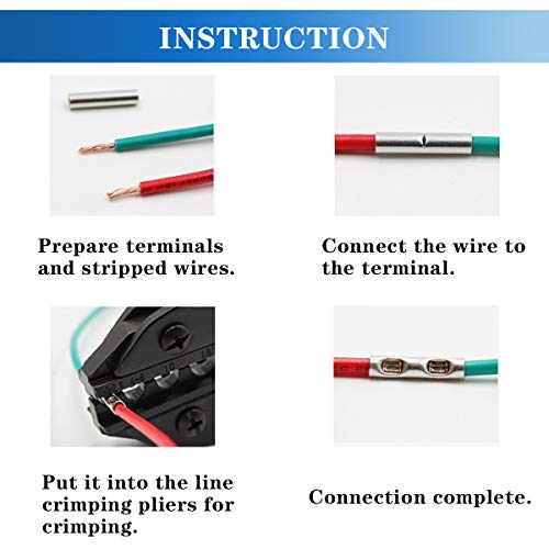 TNISSEM 350PCS 26-10 Kit de sortimento não isolados de buttão, AWG26-22, 22-16AWG, 16-14AWG, 12-10WG Butt Splice Wire Conectores,