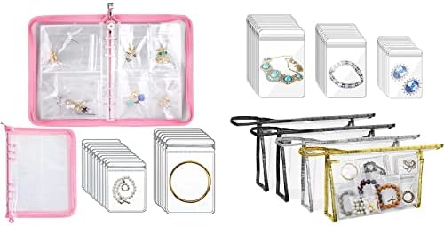 Livro de armazenamento de jóias de 1pcs de UPRONY e 4pcs clara bolsa de antioxidação selvagem para brincar de braceletes