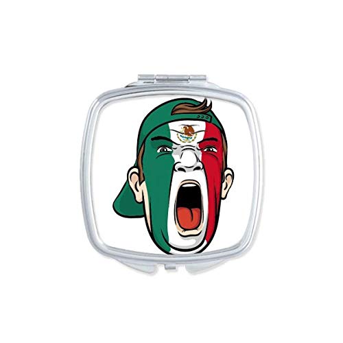 México bandeira de maquiagem facial screang tap espelho portátil compacto maquiagem de bolso de dupla face vidro