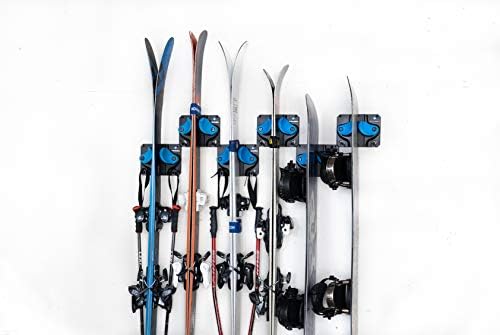 Gravity Grabber - O Ultimate Ski + Snowboard Wall Storage Rack | Salve seu roqueiro, dicas e caudas | Rack de armazenamento de esqui/snowboard sem danos | Se encaixa em qualquer esqui ou snowboard | Armazenamento de parede de esqui/placa