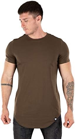 Youngla Mens Designer Camisetas Camisetas Longa Corte de Corte Longo Ginásio 402