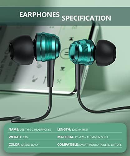 Fones de ouvido USB C, fones de ouvido com fio para fones de ouvido Samsung S23 Ultra S22 DAC DIGITAL EARSOM