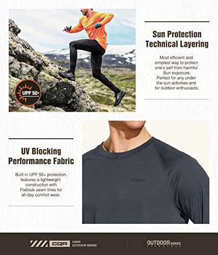 CQR Men's UPF 50+ camisas de manga longa ao ar livre, camisetas de água solta com proteção solar UV, camisetas de camisa