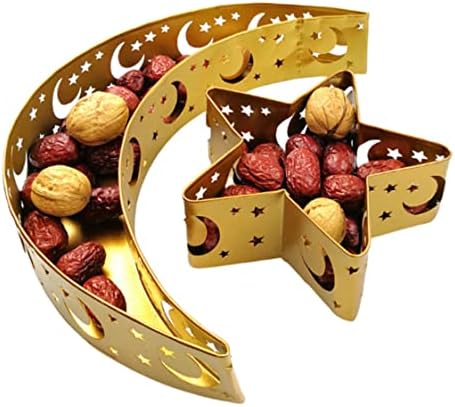 Kuyyfds Ramadan bandejas de jantar estrela e bandeja de lua Bandeja de alimentos Contêiner Eid Mubarak utensílios de