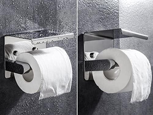 Suporte de papel higiênico gulica, suporte de rolo de papel higiênico com prateleira de telefone, montada na parede com parafusos para banheiro e cozinha, espelho