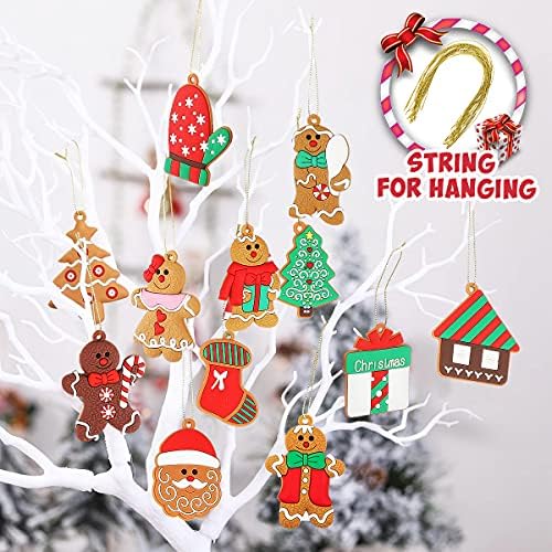 Losarin 26pcs Gingerbread Man Ornamentos para decorações de árvores de Natal, 3 polegadas de altura, estatuetas de pão de gengibre para decoração