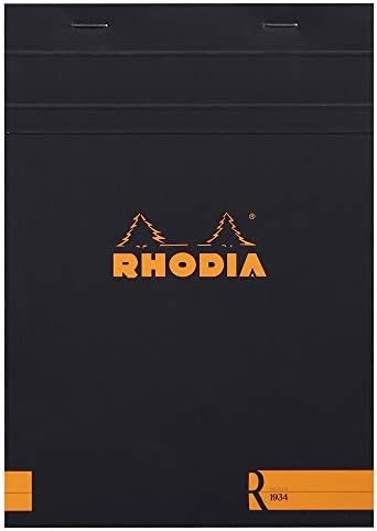 Rhodia R Premium grampeled Bloco - em branco 70 folhas - 6 x 8 1/4 - Capa preta