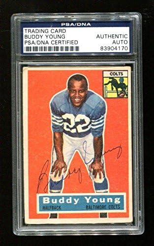 Buddy Young assinou 1956 Topps #96 Cartão autografado D.1983 PSA/DNA 83904170 - Cartões de futebol autografados da NFL