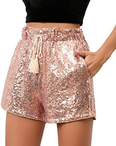 Lantejoulas de verão feminina shorts high way casual solta uma linha calça quente skorts de moda clubes noturnos