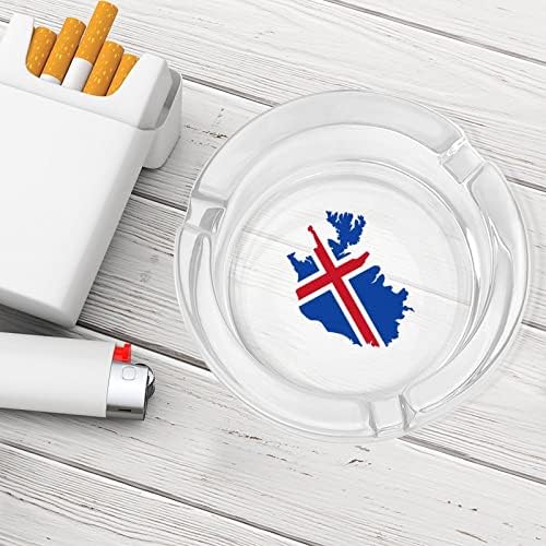 Islândia bandeira de bandeja de vidro bandeja de cinzas de cinzas redondas Case de cinzas cinzas para decoração de mesa em