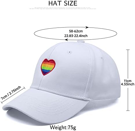 Yameize Cotton Rainbow Heart Baseball Cap - Cap boné de golfe ajustável Cap com boné de rabo de cavalo UNISSEX Trucker Caps
